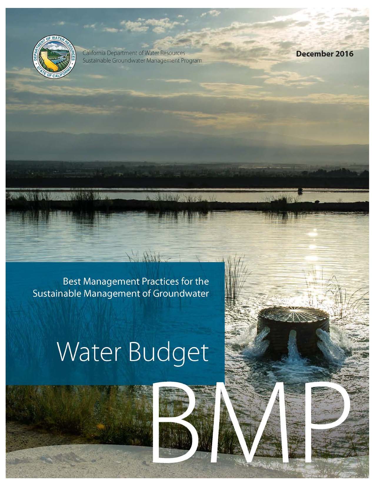 SGMA Best Management Practice Water Budget California Water Library