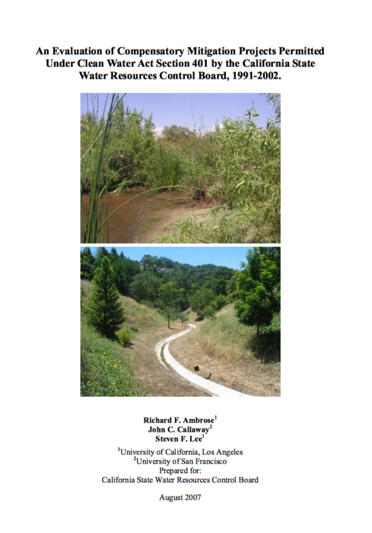 Executive Summary: An Evaluation of Compensatory Mitigation Projects ...