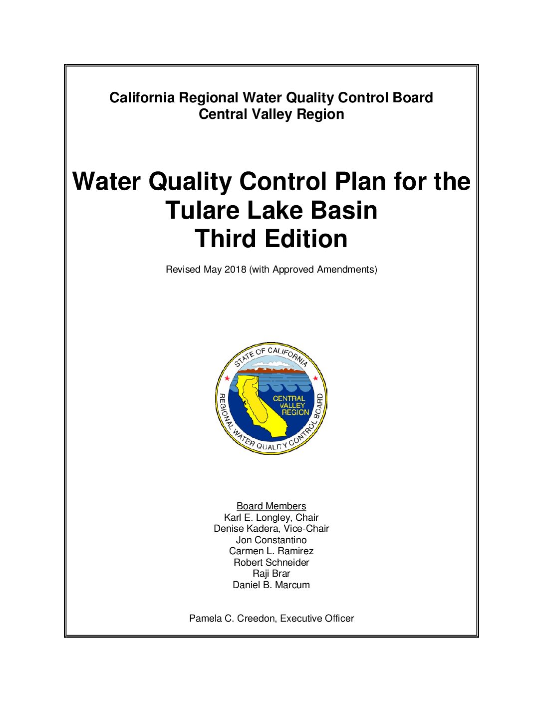 Water Quality Control Plan for the Tulare Lake Basin Third Edition