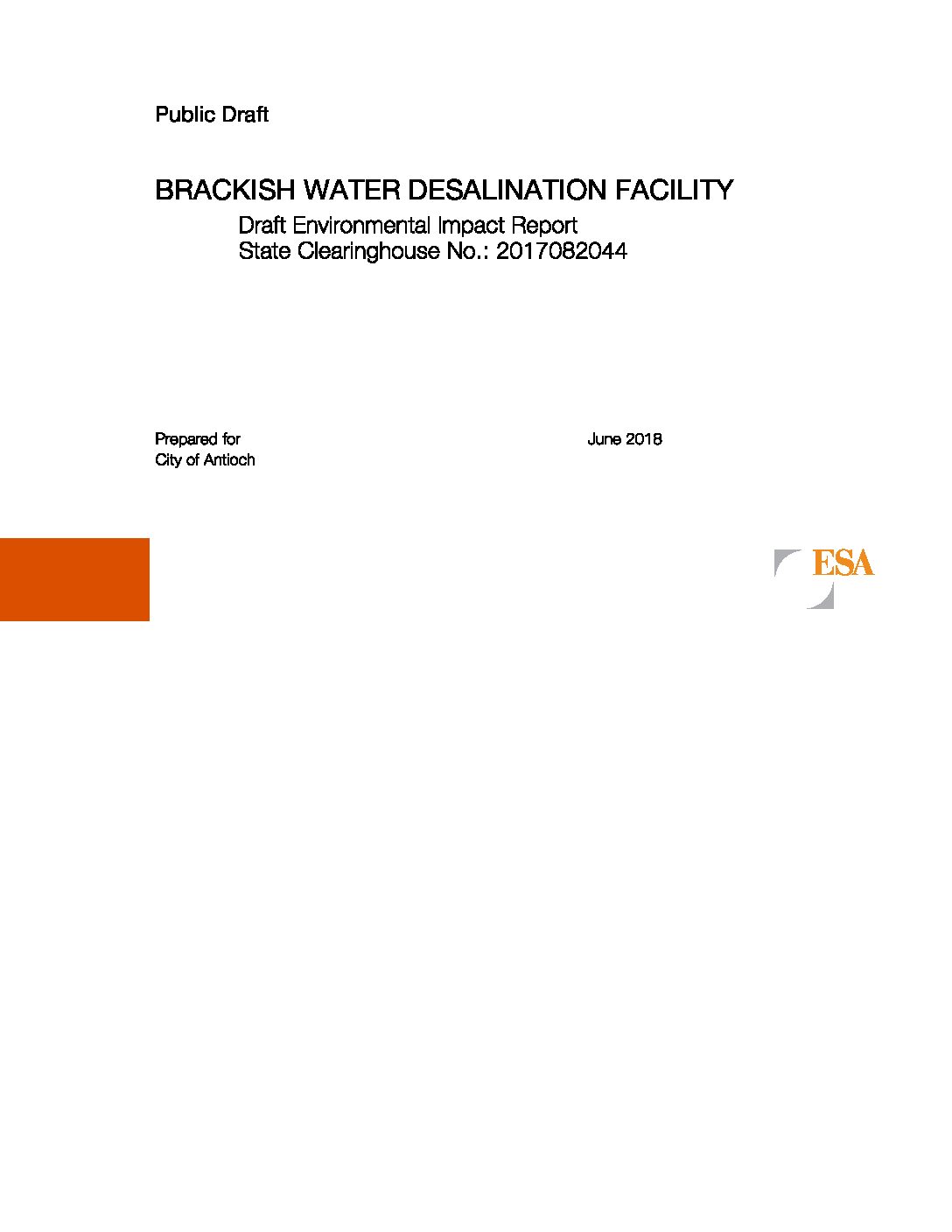 Brackish Water Desalination Facility Draft Environmental Impact Report