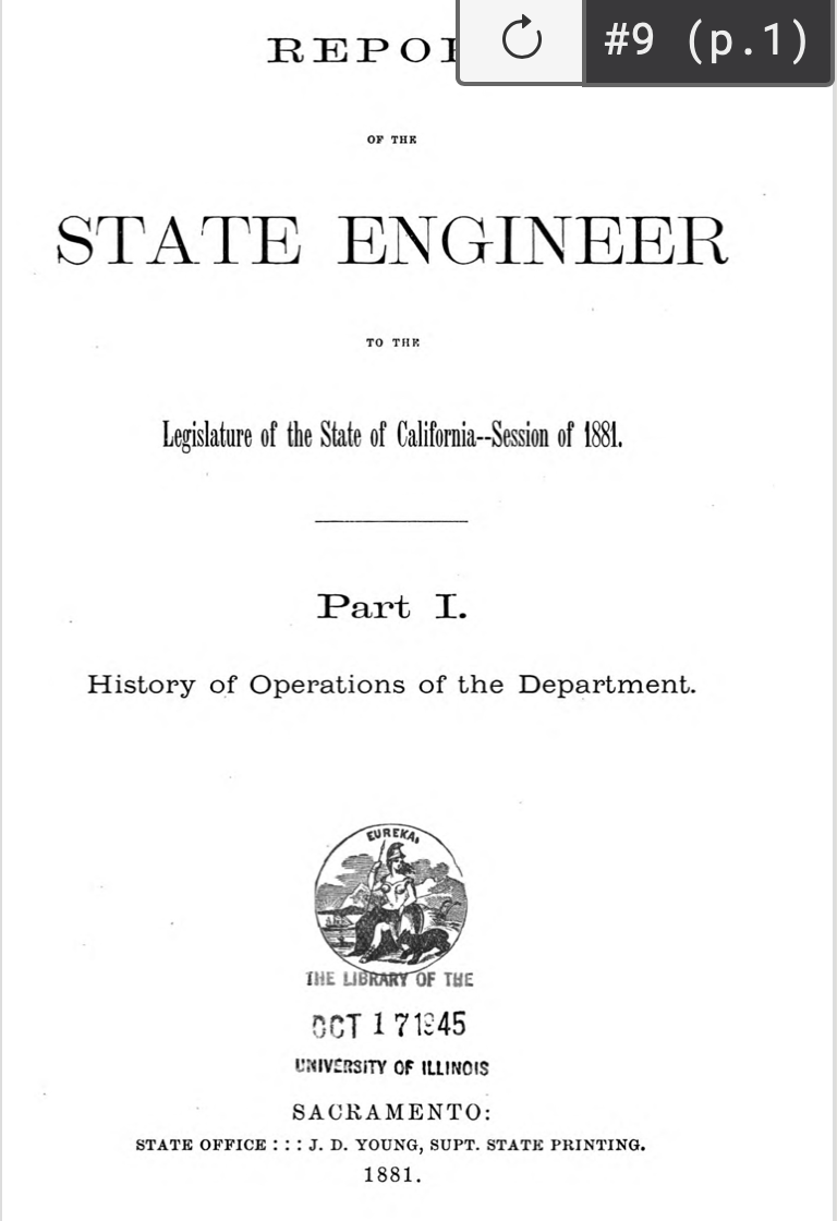 Report of the State Engineer to the Legislature of the State of California – Session of 1881
