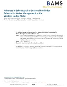 Advances in Subseasonal to Seasonal Prediction Relevant to Water Management in the Western United States