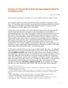 Analysis of Colorado River Basin Storage Suggests Need For Immediate Action