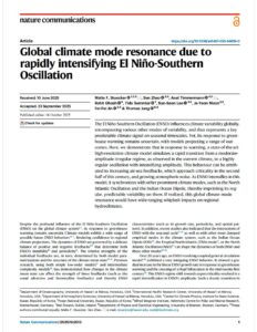 Global climate mode resonance due to rapidly intensifying El Niño-Southern Oscillation