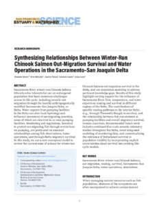 Synthesizing Relationships Between Winter-Run Chinook Salmon Out-Migration Survival and Water Operations in the Sacramento–San Joaquin Delta