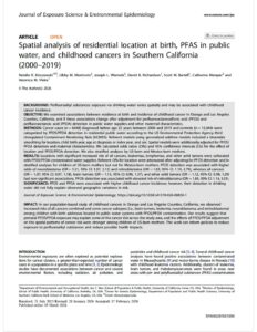 Spatial analysis of residential location at birth, PFAS in public water, and childhood cancers in Southern California (2000–2019)