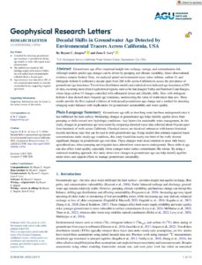 Decadal Shifts in Groundwater Age Detected by Environmental Tracers Across California